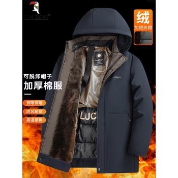啄木鳥石墨烯男士棉衣男款冬季新款加絨加厚保暖棉服爸爸冬裝外套