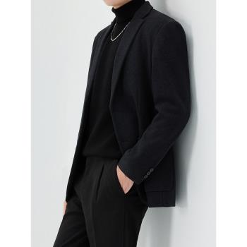 秋季休閑男士西裝棉外套羊毛韓版痞帥2024年新款冬款加厚西服上衣