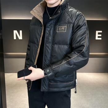 羽絨服男短款冬季2024新款加厚保暖帥氣輕薄時尚立領爆款潮牌外套