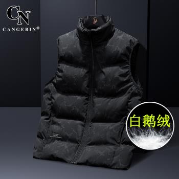 馬甲羽絨服男鵝絨秋冬高階背心馬夾輕薄外套休閑2024新款大碼坎肩