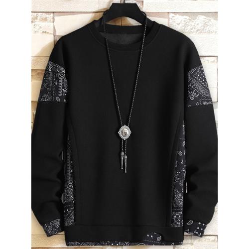 特大碼肥佬加肥加大號超大寬松400斤國風假兩件圓領上衣體恤衛衣