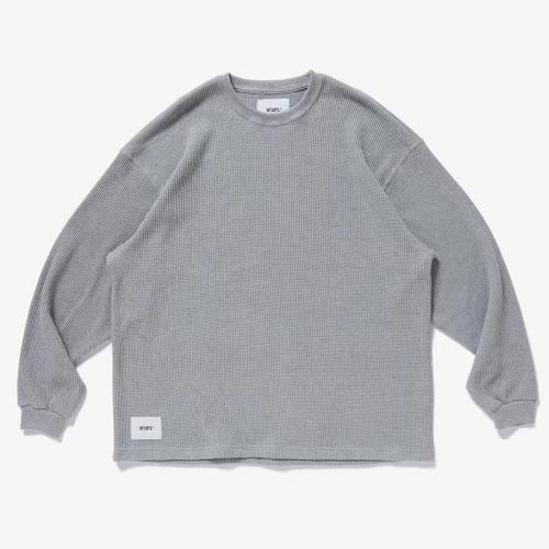 潮牌WTAPS WAFFLE LS COTTON華夫格圓領日系休閑寬松套頭衛衣22SS|衛衣