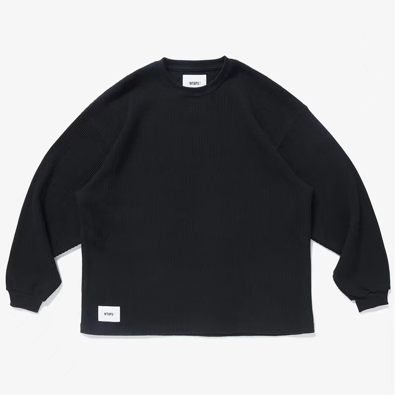 潮牌WTAPS WAFFLE LS COTTON華夫格圓領日系休閑寬松套頭衛衣22SS|衛衣