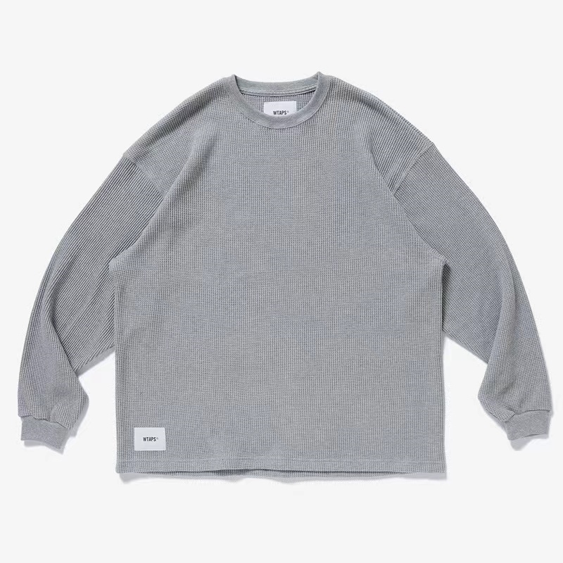 潮牌WTAPS WAFFLE LS COTTON華夫格圓領日系休閑寬松套頭衛衣22SS|衛衣