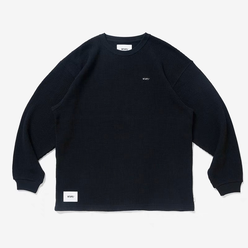 潮牌WTAPS WAFFLE LS COTTON華夫格圓領日系休閑寬松套頭衛衣22SS|衛衣