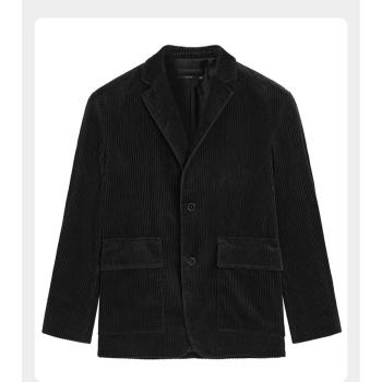 男裝剪標春季新款潮流休閑黑色燈芯絨時尚西服西裝外套B2BBB3306