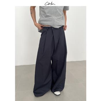COLN不對稱斜門襟寬松休閑褲