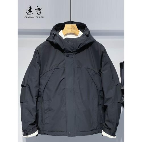 高品質純色秋季棉服男戶外山系男士夾棉外套簡約連帽百搭流行上衣