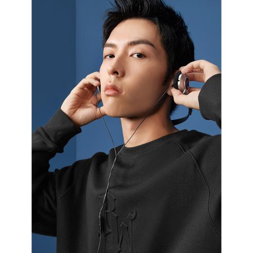 海瀾之家旗下黑鯨HLAJEANS潮牌寬松字母圓領衛衣男珠地衛衣