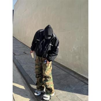 Far archive vibe美式工裝迷彩褲多口袋傘兵直筒baggy寬松男長褲