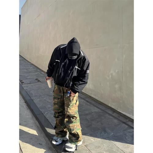 Far archive vibe美式工裝迷彩褲多口袋傘兵直筒baggy寬松男長褲