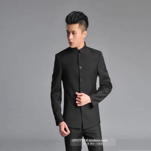 學生中山裝男修身青年中華立領伴郎表演出服樂團畢業中式禮服上衣