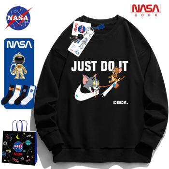 NASA聯名重磅貓和老鼠圓領衛衣男款春秋冬季青少年加絨情侶上衣女