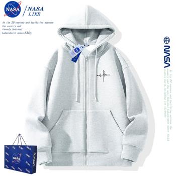 NASA聯名開衫連帽衛衣外套男女款春秋青少年男生秋季拉鏈夾克上衣