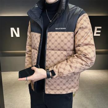 羽絨服男士冬季2024新款立領拼接輕薄短款爆款潮牌加厚白鴨絨外套