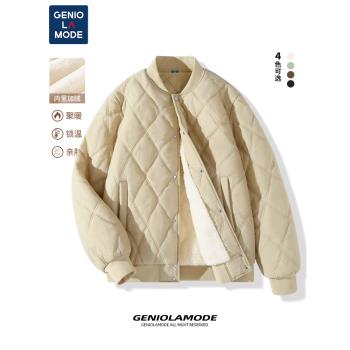森馬集團GENIOLAMODE棉服男2024新款美式無帽棒球領夾棉加厚外套