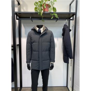 24年冬季新品男士中長款羽絨服外套休閑保暖鴨絨服上衣領佐品牌
