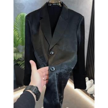 商務簡約男士夏季高檔醋酸面料休閑西服上衣薄料舒適修身西裝1555