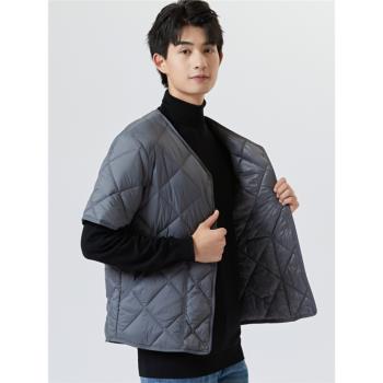 2024秋冬季羽絨棉服短袖內膽男士棉衣輕薄打底半袖馬甲男坎肩護肩