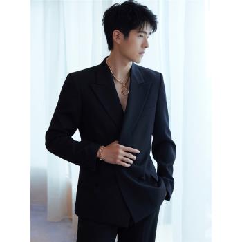 劉昊然同款休閑西裝外套男士痞帥高階感韓版男裝秋冬季西服夾克潮