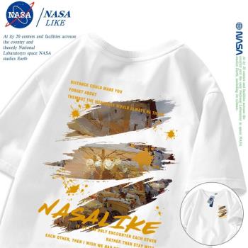 NASA日系短袖t恤男女潮牌半袖上衣ins男款純棉重磅美式復古情侶裝