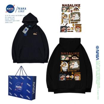 NASA聯名美式復古薄款打底內搭寬松衛衣連帽男士春秋款情侶裝上衣