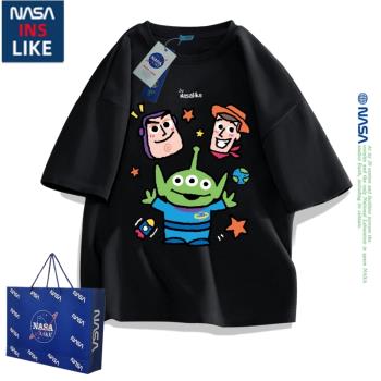 NASA聯名~重磅純棉短袖T恤2024夏季新款男情侶裝寬松大碼半袖上衣