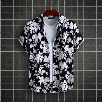 2023夏季大碼男士條紋印花翻領短袖襯衫 Men short-sleeved shirt