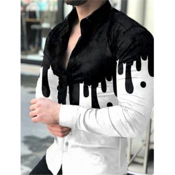 2022 Summer 3D Printed Vintage Long Sleeve Shirt男3D印花襯衫