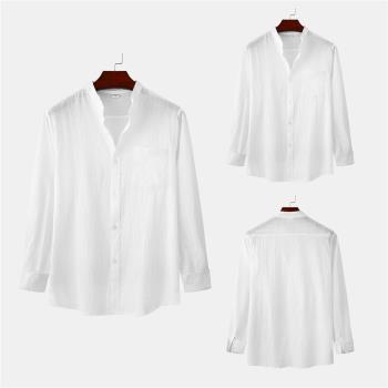 男士長袖純色襯衫時尚開衫襯衣Mens Fashion Long Sleeve Shirts