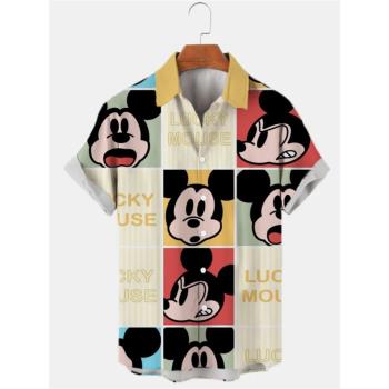 Retro 3D printed lapel loose shirt 復古3D印花翻領寬松襯衣
