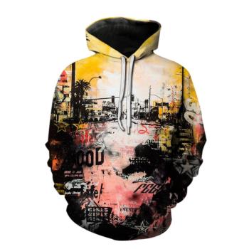 3D abstract print plus size hoodie 3D抽象印花大碼長袖連帽衫