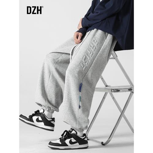 灰色運動褲秋季男士字母衛褲束腳褲子男ins潮百搭休閑褲男春秋款