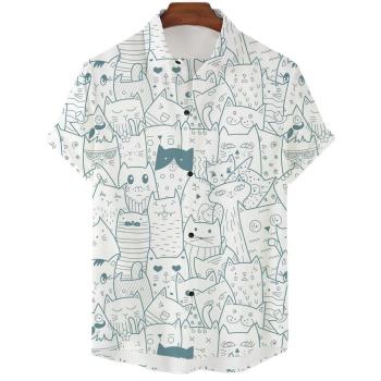 Simple 3D animal loose lapel shirt 簡約3D動物寬松翻領襯衫