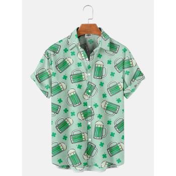 Beach 3D lapel short-sleeved shirt 沙灘3D印花翻領短袖襯衣