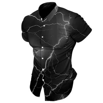 Simple 3D printed slim short-sleeved shirt簡約3D修身短袖襯衫