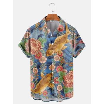 Casual 3D animal short sleeve shirt 休閑3D動物印花短袖襯衫