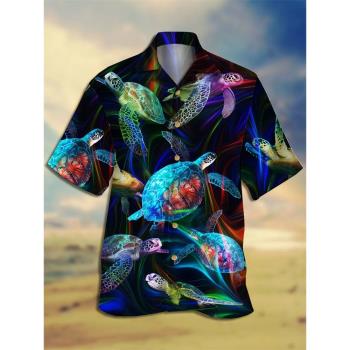 3D animal print lapel loose shirt  3D動物印花翻領寬松襯衣