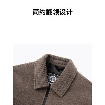 羅蒙男士秋冬季外套翻領中年雪尼爾休閑加絨加厚夾克中老年爸爸裝
