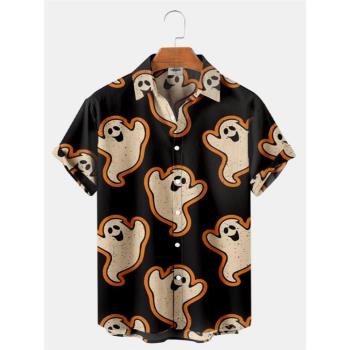 3D plus-size print short-sleeved shirt休閑3D大碼印花短袖襯衫