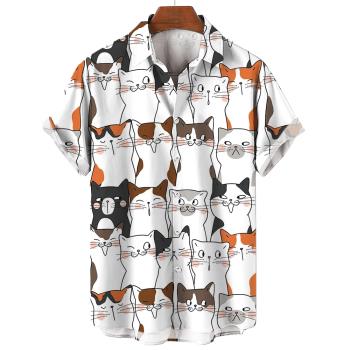 Casual 3D animal plus-size lapel shirt休閑3D動物大碼翻領襯衣