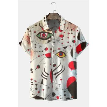 Beach 3D printed lapel cardigan shirt 沙灘3D印花翻領開衫襯衣