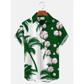Holiday 3D lapel short-sleeved shirt 度假3D印花翻領短袖襯衫