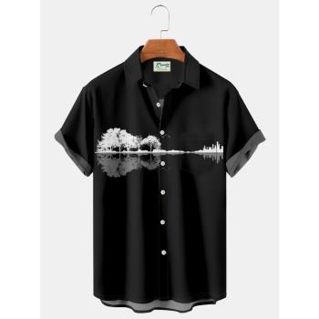 Casual 3D notes plus-size lapel shirt 休閑3D音符大碼翻領襯衣