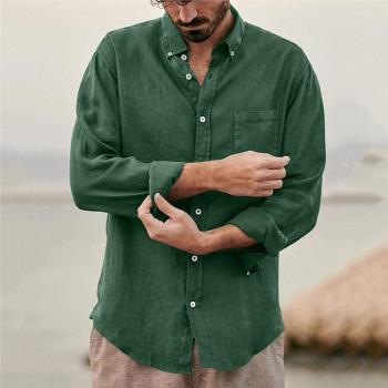 Long Sleeve Top Mens Shirt Collar 3XL長袖上衣男襯衫帶領3XL