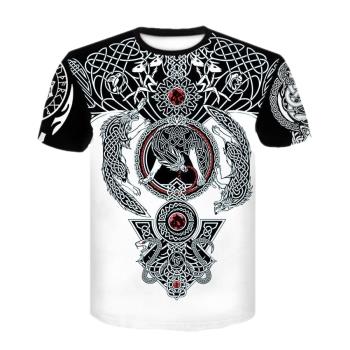Totem 3D Printing Mens Short Sleeve T-Shirt圖騰3D印花男T恤