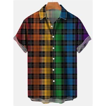 Simple 3D plaid loose lapel shirt 簡約3D格子寬松翻領襯衫