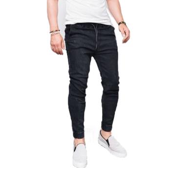 jeans系帶彈力男士牛仔褲