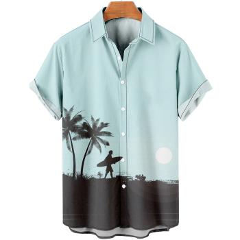 Holiday 3D loose lapel short-sleeved shirt度假3D寬松翻領襯衫