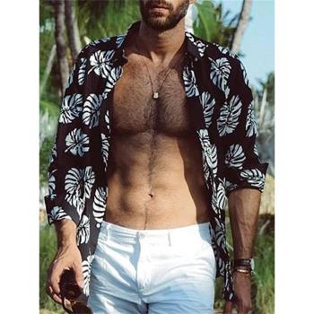 Casual 3D printing long-sleeved shirt for men 休閑3D印花襯衫